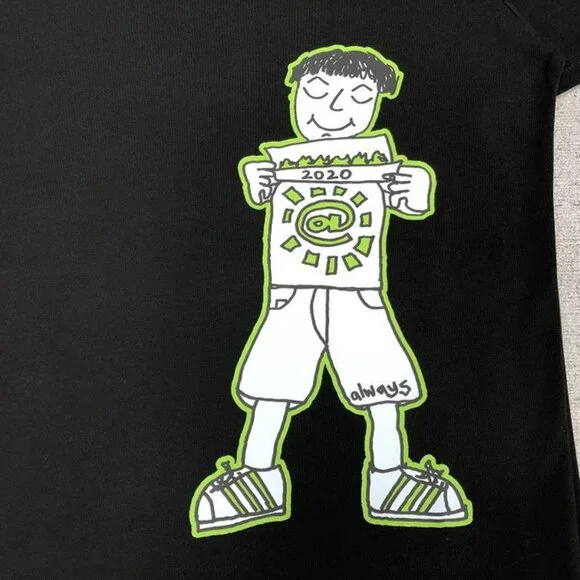 Always Black Cartoon Graphic Short Sleeve T Shirt